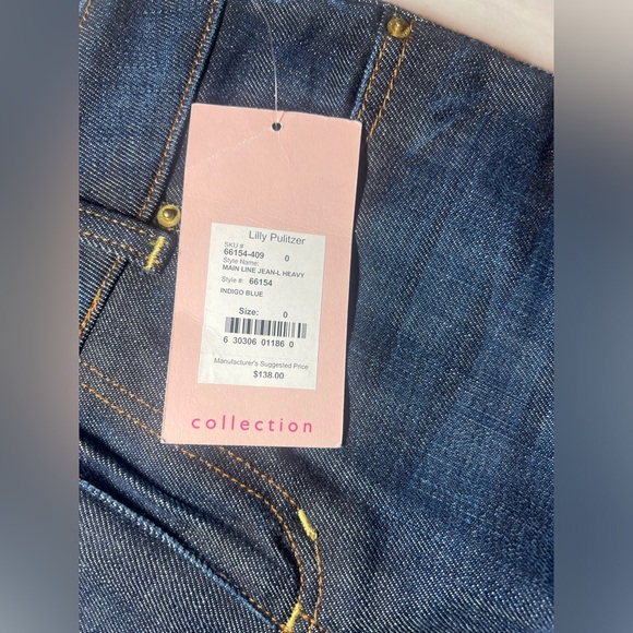 Lilly Pulitzer Women’s Jeans NWT Main Line Fit Size 0 L Heavy Dark Palm Beach - Picture 5 of 12